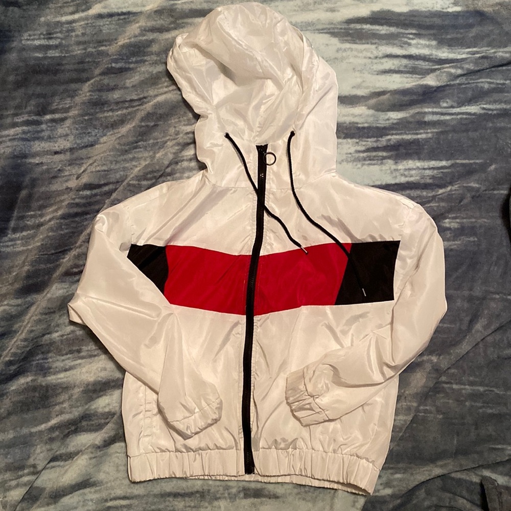 Hooded cropped rain jacket